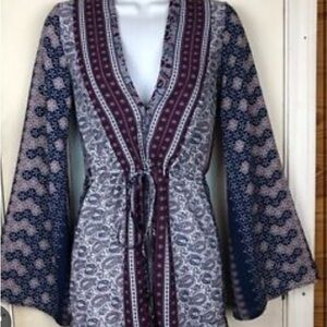 Oliveaceous Boho Print Long Sleeve Romper Size Large